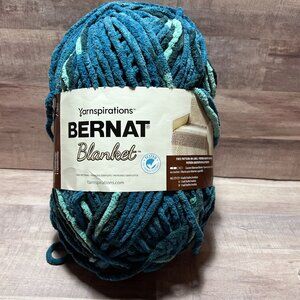 Bernat Blanket Yarn Teal Blue Chenille Super Bulky Soft Plush Crochet Knitting